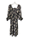 Tuckernuck Size L Black & Beige Linen Smocked Floral Long Sleeve Maxi Dress Black & Beige / L