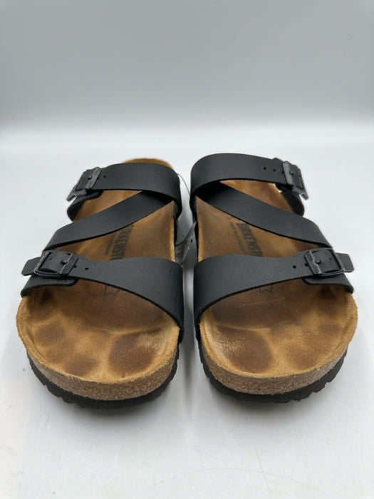 Birkenstock Shoe Size 37 Black Leather open toe Double Strap Sandals