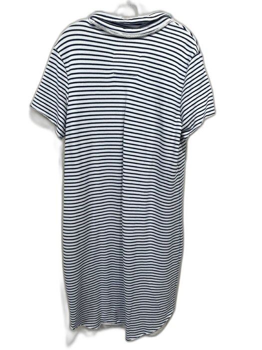 Frank & Eileen Size XL Navy Blue & White Cotton Short Sleeve Stripe Dress Navy Blue & White / XL