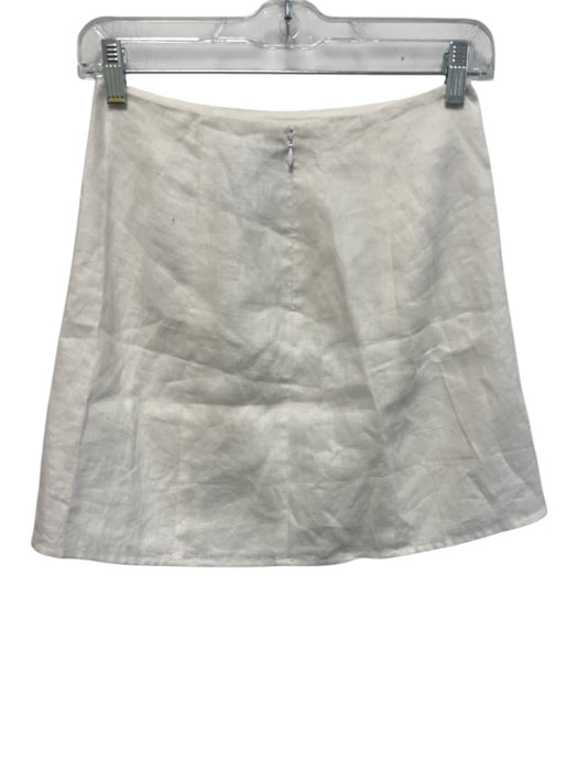 Reformation Size 0 White Linen Zip & Button Button Detail Mini Skirt White / 0