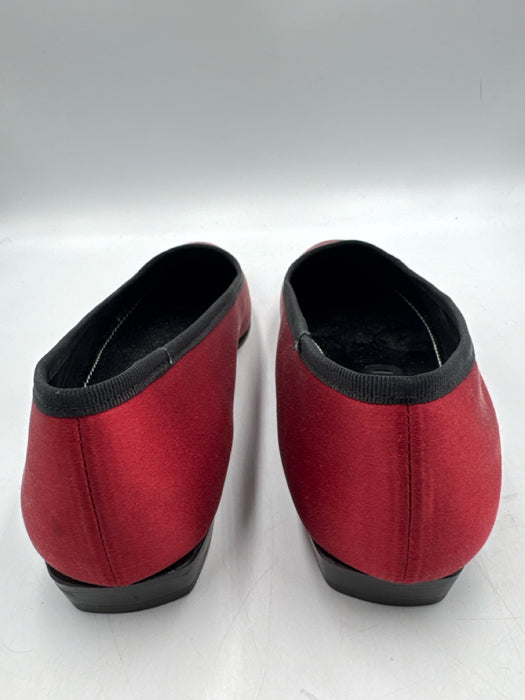 Staud Shoe Size 39 Red & Black Satin Upper Leather Contrast Trim Flats