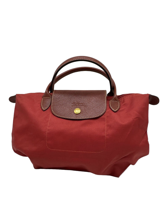 Longchamp Burnt Orange Nylon & Leather Top Flap Gold Tone Hardware Bag
