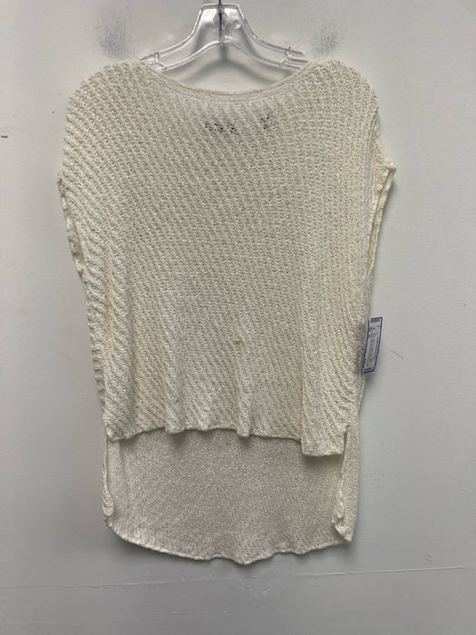 ATM Size XS Cream White Cotton Blend Knit Cap Sleeve Wide Neck Boxy Top