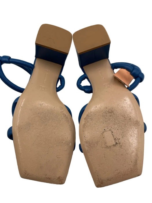 Gianvito Rossi Shoe Size 38.5 Blue Leather Ankle Strap Knots Square Toe Pumps