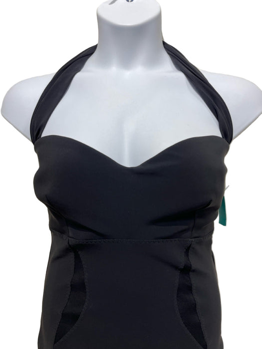 Chiara Boni Size 48 Black Sleeveless Solid Halter Neck Midi Dress