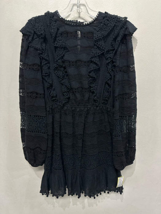 Ulla Johnson Size 6 Black Cotton & Viscose Long puff sleeve Crochet Lace Dress