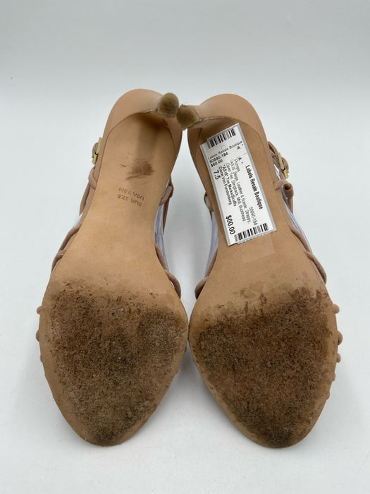 Diane Von Furstenberg Shoe Size 7.5 Beige Leather & Suede Strappy Open Toe Pumps