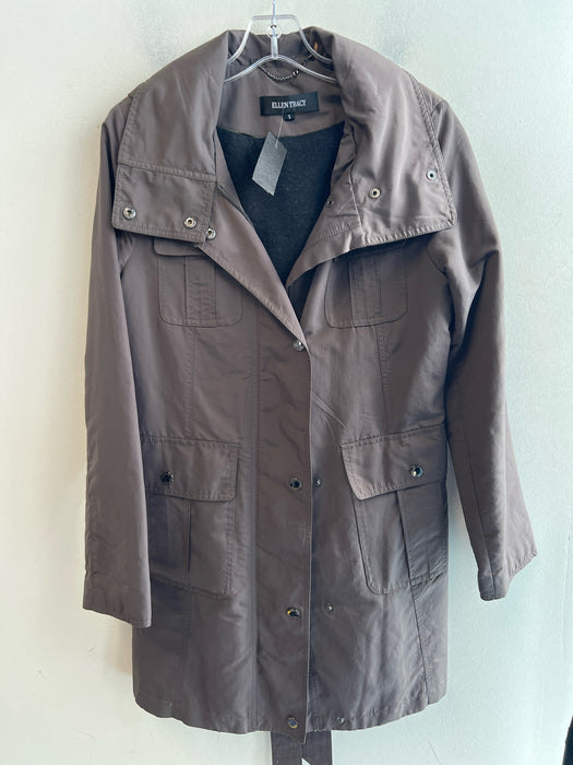 Ellen Tracy Size Small Olive Green Polyester & Nylon Front Zip & Snap Jacket