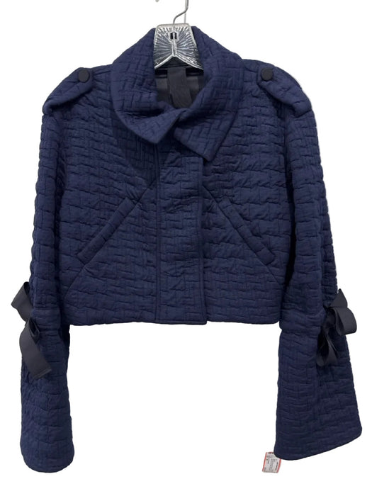 KZ_K STUDIO Size XS Navy Blue Viscose & Polyester Quilted Zip Front Crop Jacket