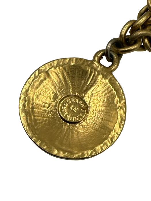Celine Gold Metal Chain Logo Pendant Necklace