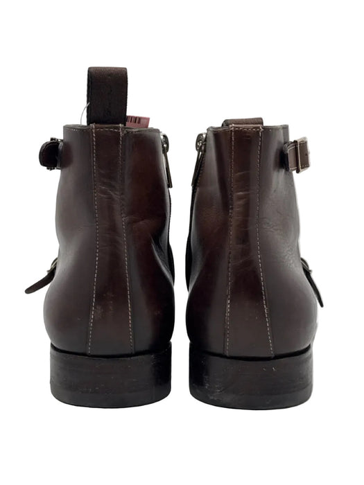 Santoni Shoe Size 11 Brown Leather Buckle Detail Ankle High Men's Shoes