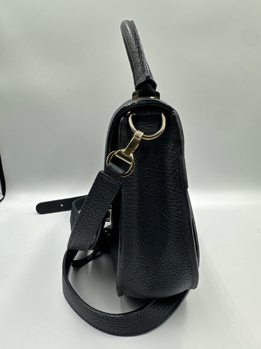 DeMellier Black Leather Saddle Tassle Detail Crossbody Bag