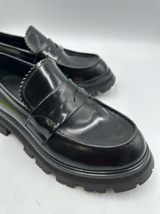 Alexander McQueen Shoe Size 37 Black Leather Upper Round Toe Lug Sole Loafers