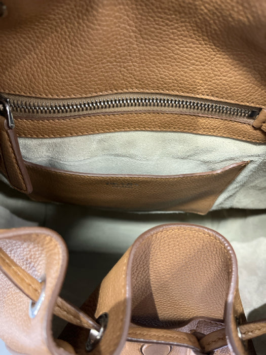 Prada Camel Leather Pebbled Silver Hardware Backpack Bag