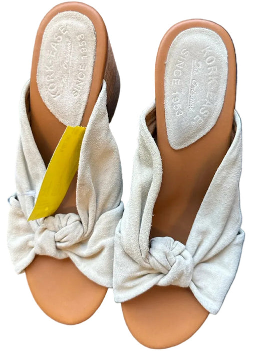 Kork-Ease Shoe Size 9M Brown & Beige Suede Block Heel Knot Sandals