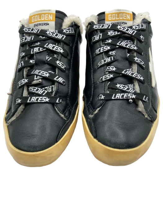 Golden Goose Shoe Size 39 Black Leather Lace Up Slip On Shearling Lined Shoes