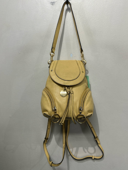 See By Chloe Yellow Beige Leather Gold Tone Hardware Zipper Detail Tassel Bag