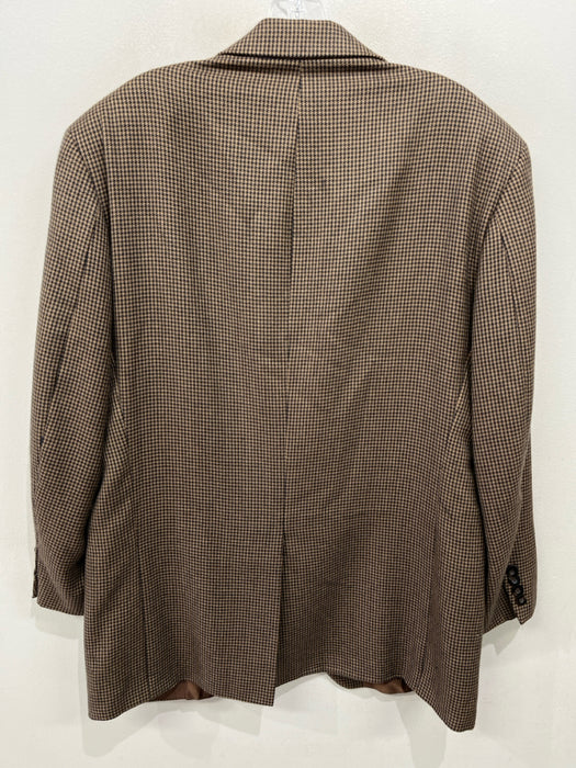 Saks Fifth Ave Brown & Black Wool Houndstooth 2 Button Men's Blazer