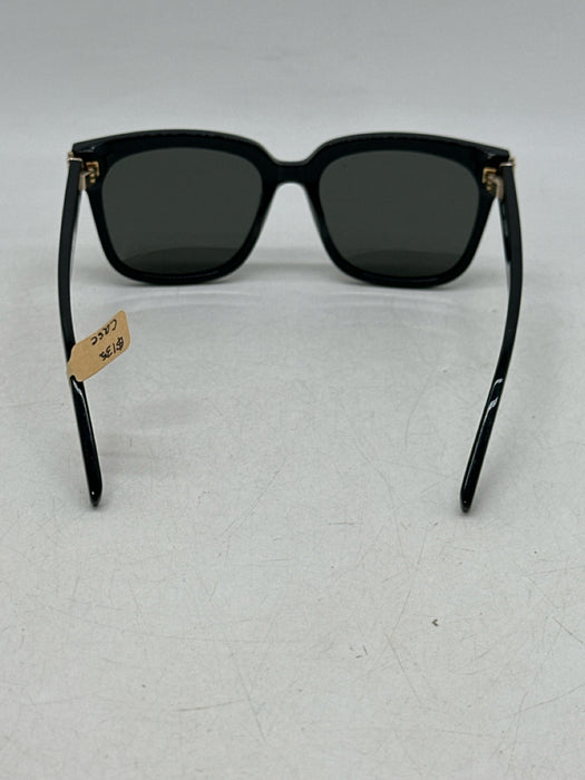 Yves Saint Laurent Black Acetate Gold Detail Logo Wayfarer Case Sunglasses