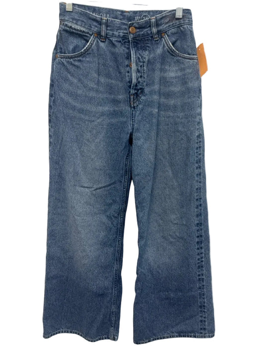 Chloe Size 26 Medium Wash Cotton Blend High Rise Cropped Button Fly Jeans