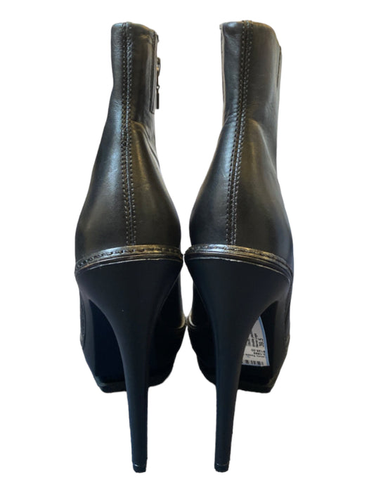 Herve Leger Shoe Size 39.5 Black Leather Side Zip Almond Toe Stiletto Booties Black / 39.5