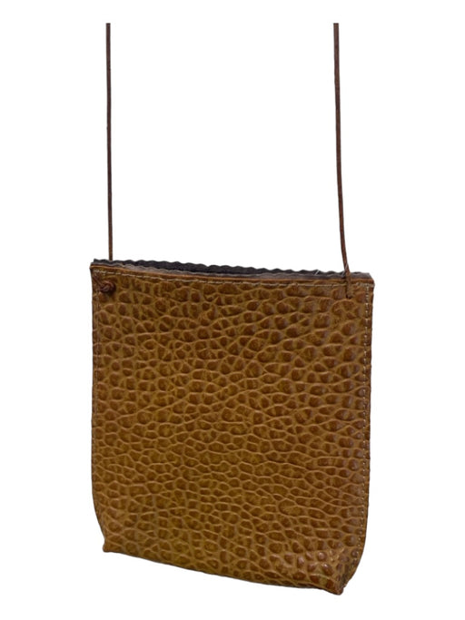 No Brand light brown Leather Textured Long Strap Crossbody Open Top Bag light brown / Small