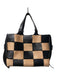 Lia Numa Black & Tan Leather 2 Handles Shoulder & Crossbody Straps Patchwork Bag Black & Tan / Large