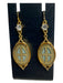 Virgins Saints & Ang Gold & Blue Metal Oval Dangle Stone Drop Earrings Gold & Blue