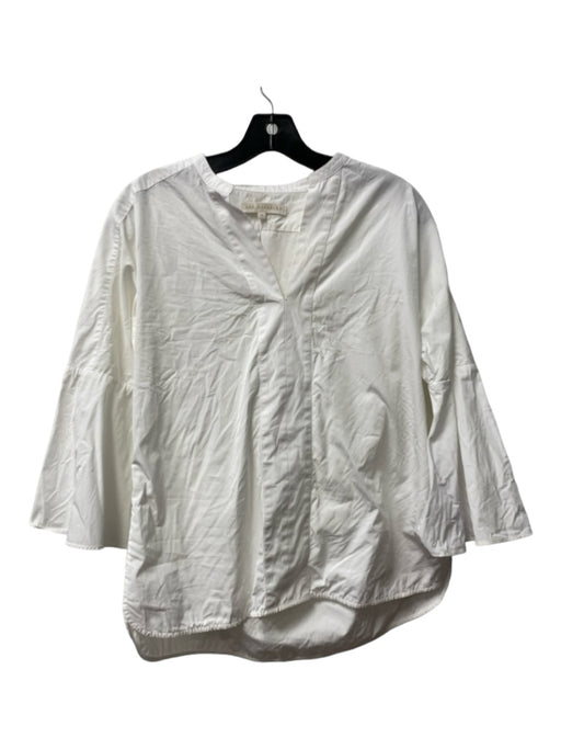 Ann Mashburn Size Medium White Cotton 3/4 Bell Sleeve Split round neck Tunic Top White / Medium