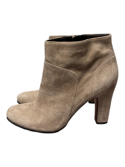 Sam Edelman Shoe Size est 9 Beige Suede Side Zip Almond Toe Seam Detail Boots Beige / est 9