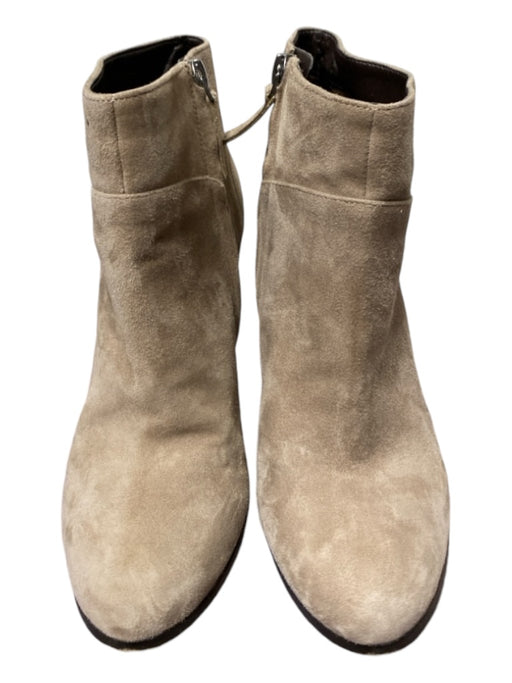 Sam Edelman Shoe Size est 9 Beige Suede Side Zip Almond Toe Seam Detail Boots Beige / est 9