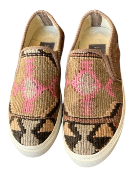 Res Ipsa Shoe Size 39 Brown & Pink Wool Slip On Aztec Print White Sole Shoes Brown & Pink / 39