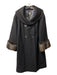 Cinzia Rocca Size 14 Black Alpaca & Wool Long Sleeve Fur Cuff Button Up Coat Black / 14