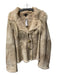 Sao Paulo Size 14 Beige Rabbit Fur Long Sleeve Collared Toggle Clasp Coat Beige / 14