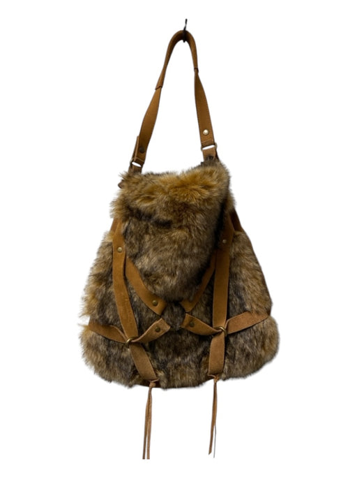 Lucky Cognac Suede Fur Shoulder Straps Bronze Hardware Bag Cognac / M