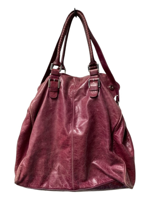 Elliot Lucca Beet Leather Silver Hardware Crossbody Top Handle Bag Beet / L