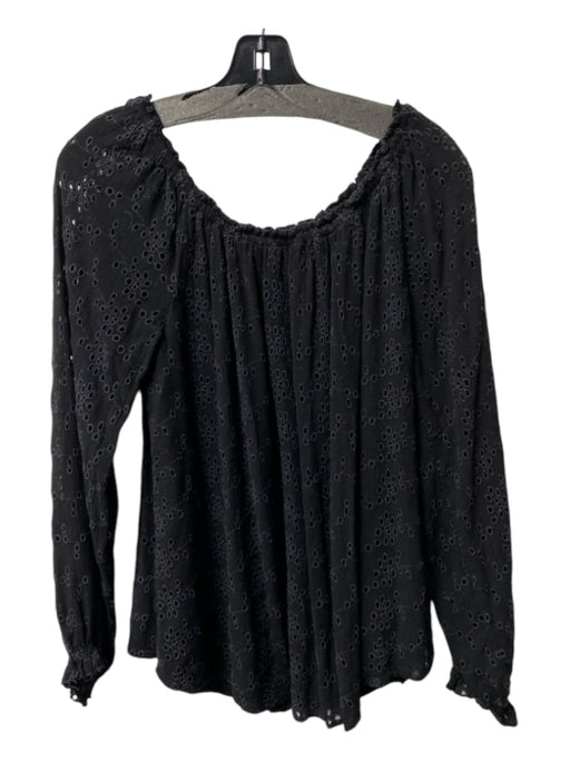 Sanctuary Size L Black Viscose Off Shoulder Long Sleeve eyelet Flowy Top Black / L