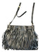 Karen Millen Black Leather Shoulder & Crossbody Silver Hardware Fringe Bag Black / Small