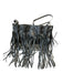 Karen Millen Black Leather Shoulder & Crossbody Silver Hardware Fringe Bag Black / Small