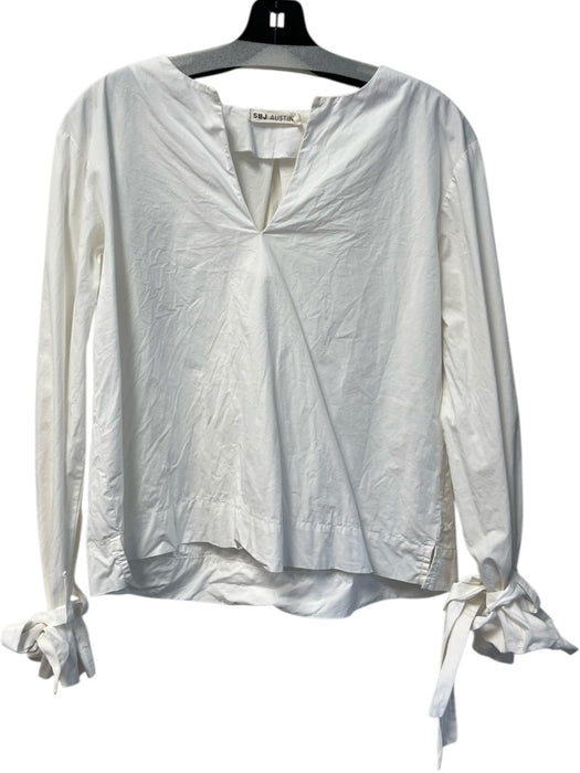 SBJ Austin Size 1 White Cotton Split V Neck tie at wrist Pop Over Top White / 1