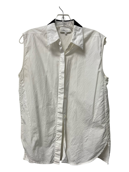 Phillip Lim Size 6 White Cotton Button Down Collared Sleeveless Seam Detail Top White / 6