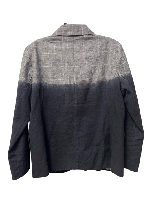 Le Superbe Size 8 Navy, Black & White Cotton Linen Blend Houndstooth Blazer Navy, Black & White / 8