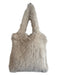 No Brand Beige Faux Fur Polyester Square Top Handle Magnetic Close Bag Beige / M/L