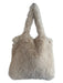 No Brand Beige Faux Fur Polyester Square Top Handle Magnetic Close Bag Beige / M/L