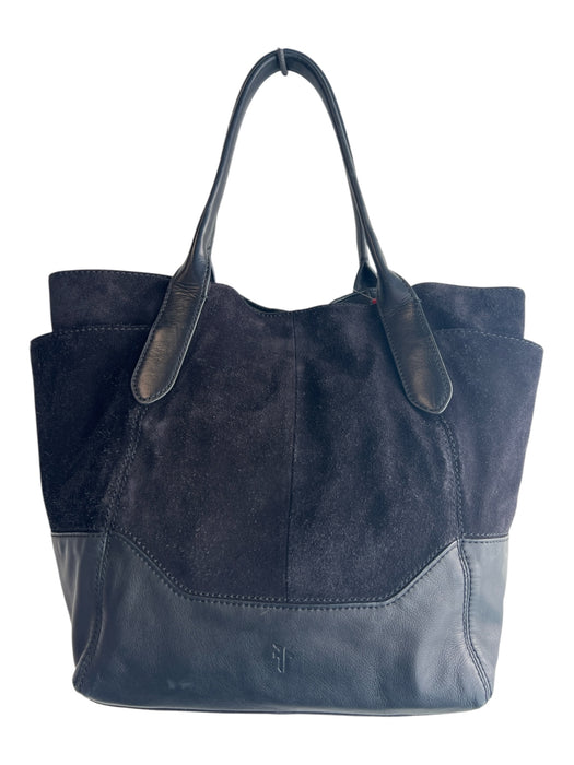 Frye Black Suede & Leather Mixed Material bucket Side Pocket 2 handles Bag Black / Medium