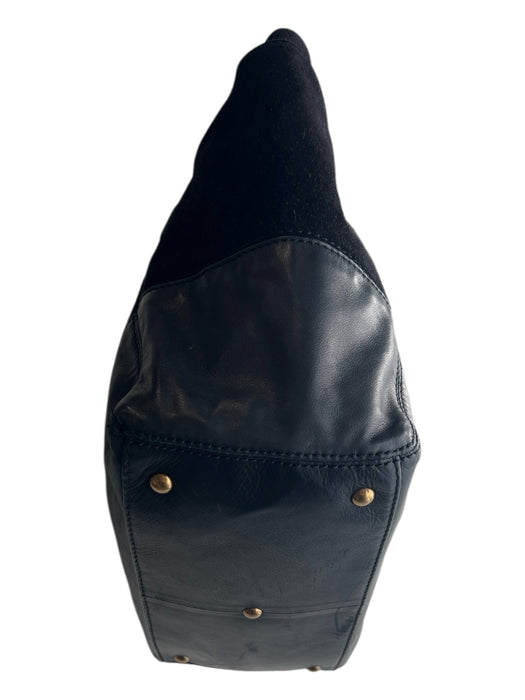 Frye Black Suede & Leather Mixed Material bucket Side Pocket 2 handles Bag Black / Medium