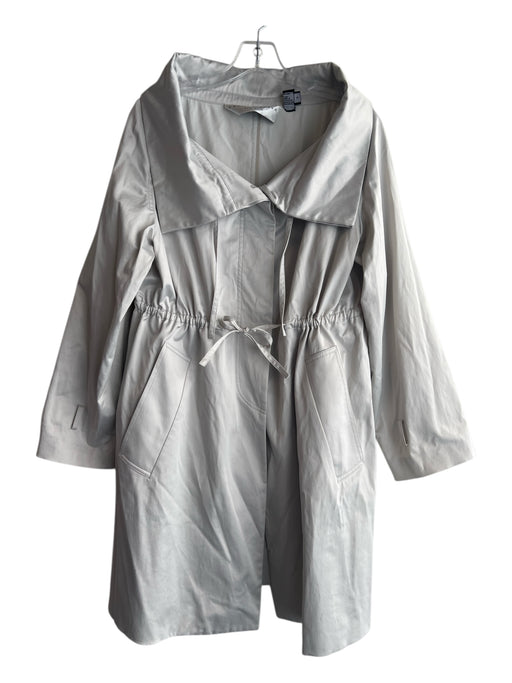 Charles Nolan Size 8 Silver Polyester & Cotton Button Down Cinch Waist Coat Silver / 8