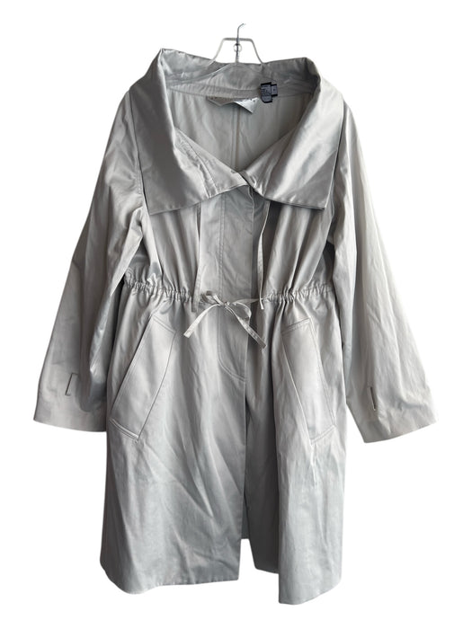 Charles Nolan Size 8 Silver Polyester & Cotton Button Down Cinch Waist Coat Silver / 8