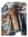 Fratelli Danese Size 46 Gray & Brown Leather Fur Collar Cheetah & Floral Jacket Gray & Brown / 46