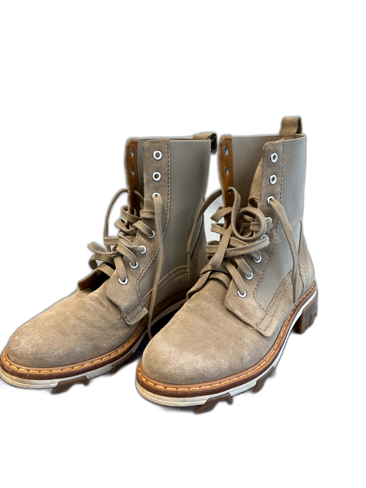 Rag & Bone Shoe Size 38.5 Beige Leather Round Toe Suede Lace Up Stretch Booties Beige / 38.5